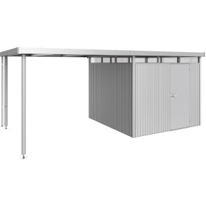 Biohort Seitendach Größe L, Silber-Metallic, für HighLine H4 Gerätehaus, mit Regenfallrohr.
