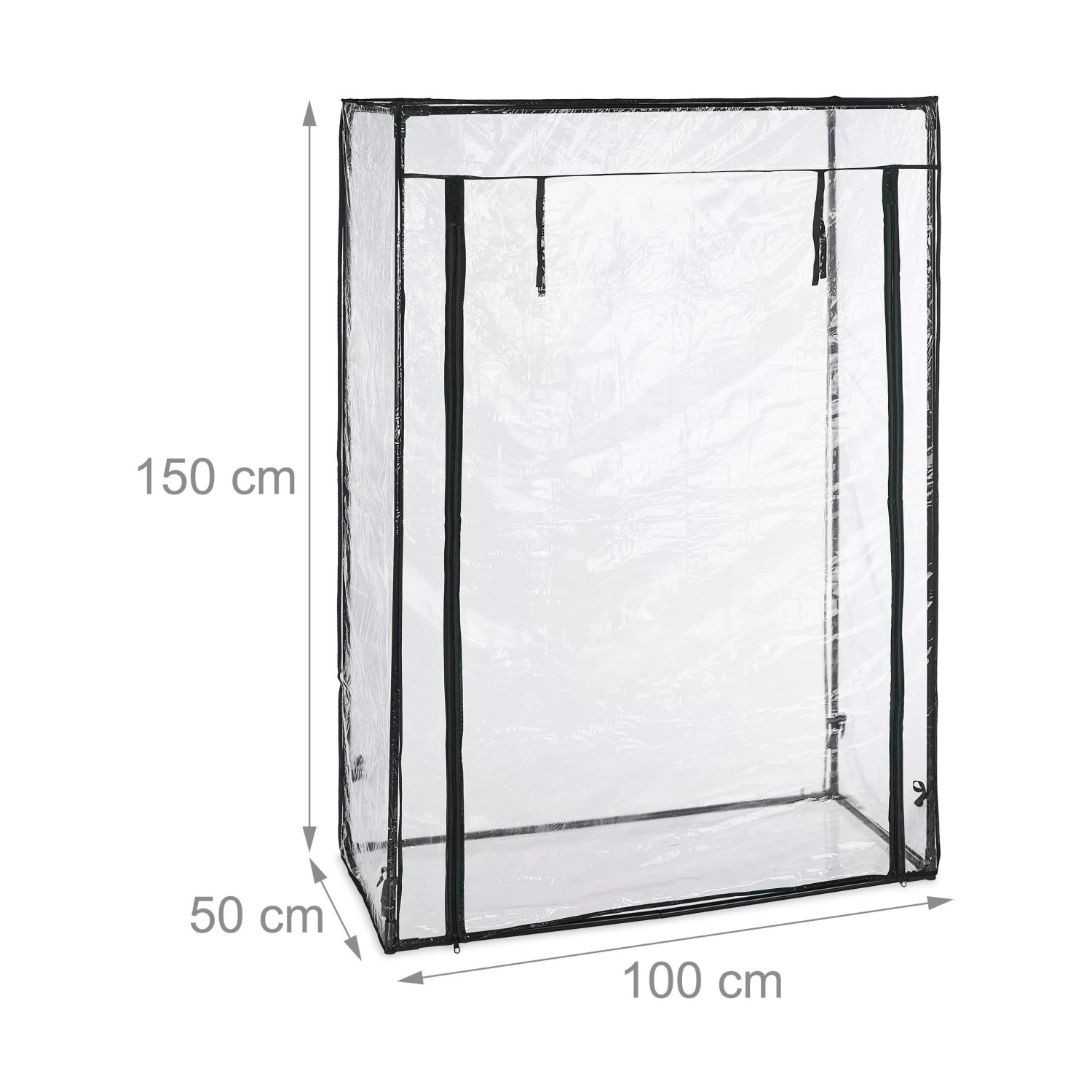 Relaxdays Tomatengewächshaus PVC-Folie Eisen Transparent Schwarz Bodenlos Begehbar 150 cm x 100 cm x 50 cm 2 kg_4