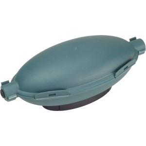 Grüne Sicherheitsbox IP55 für den Außenbereich, zum Schutz von Kabelverbindungen.