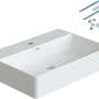 Rechteckiges, weißes Aquabatos Waschbecken aus Keramik mit Hahnloch und Überlauf, inkl. Montagematerial.