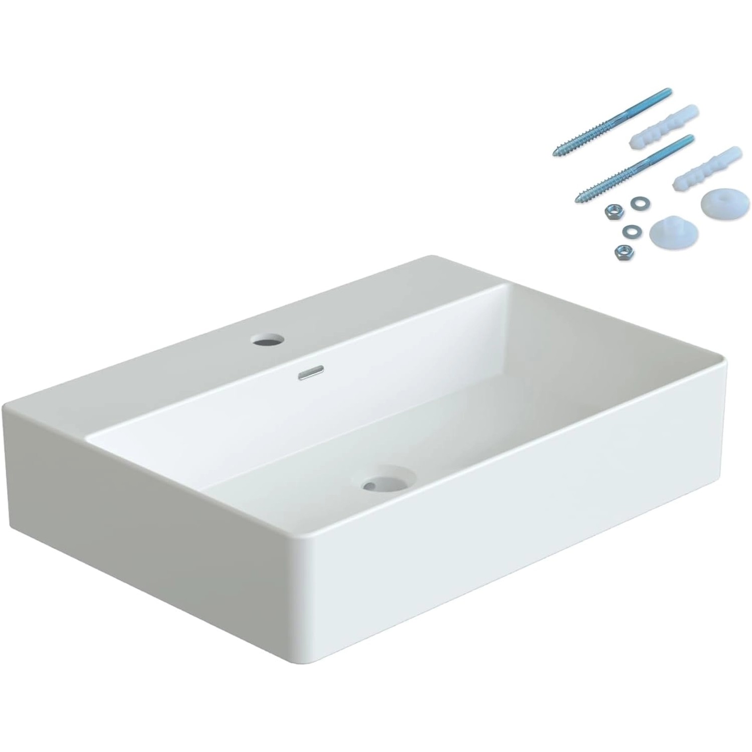 Aquabatos Waschbecken 60 x 42 x 13 cm aus Keramik Rechteckiges Handwaschbec günstig online kaufen