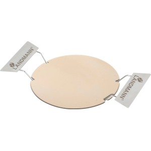 Landmann Pizzastein Einsatz aus Cordierit mit Edelstahlgriffen für Grill und Ofen.