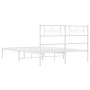 Weißes Metallbettgestell 140x190 cm mit Kopfteil für Schlafzimmer
