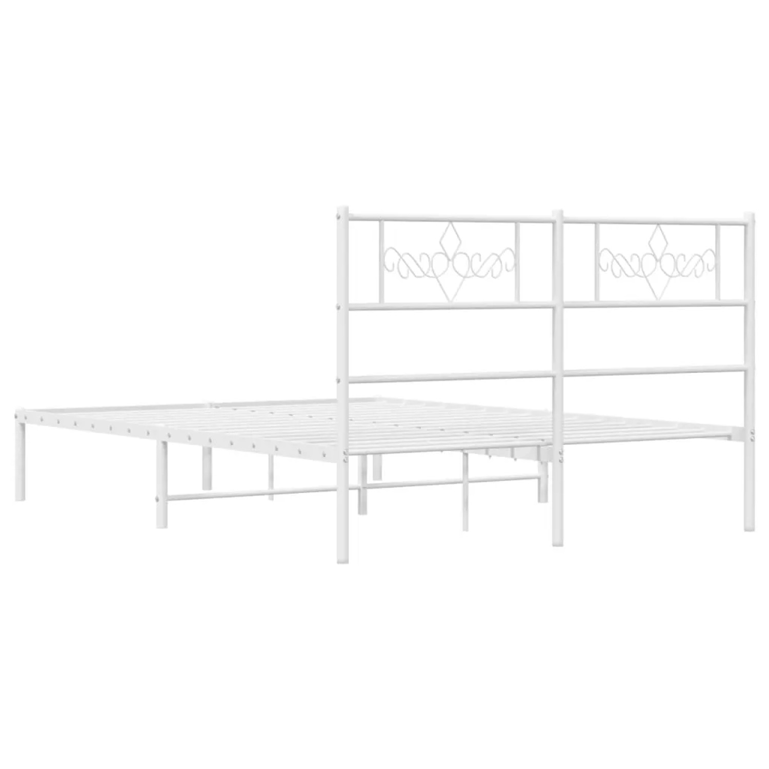 Weißes Metallbettgestell 140x190 cm mit Kopfteil für Schlafzimmer
