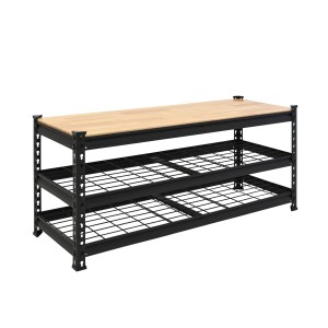 TRUTZHOLM Schuhregal mit 3 Ebenen, Metallregal mit Holzablage für Schuhe und mehr.