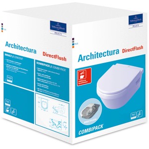 Verpackung des Villeroy & Boch Architectura WC-Sets mit Tiefspüler und WC-Sitz.