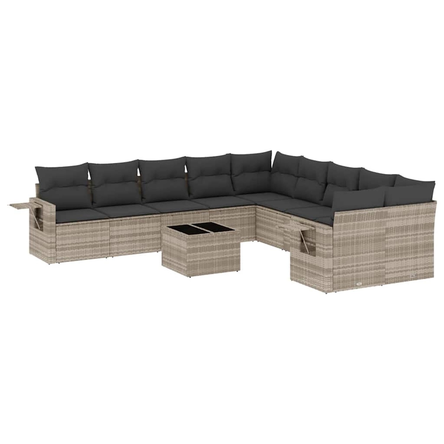 vidaXL 11-Tlg Garten-Sofagarnitur mit Kissen Hellgrau Poly Rattan 3220721 günstig online kaufen