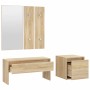 vidaXL Flurmöbel-Set Sonoma-Eiche: Bank, Spiegel, Garderobe, Box mit Schublade.