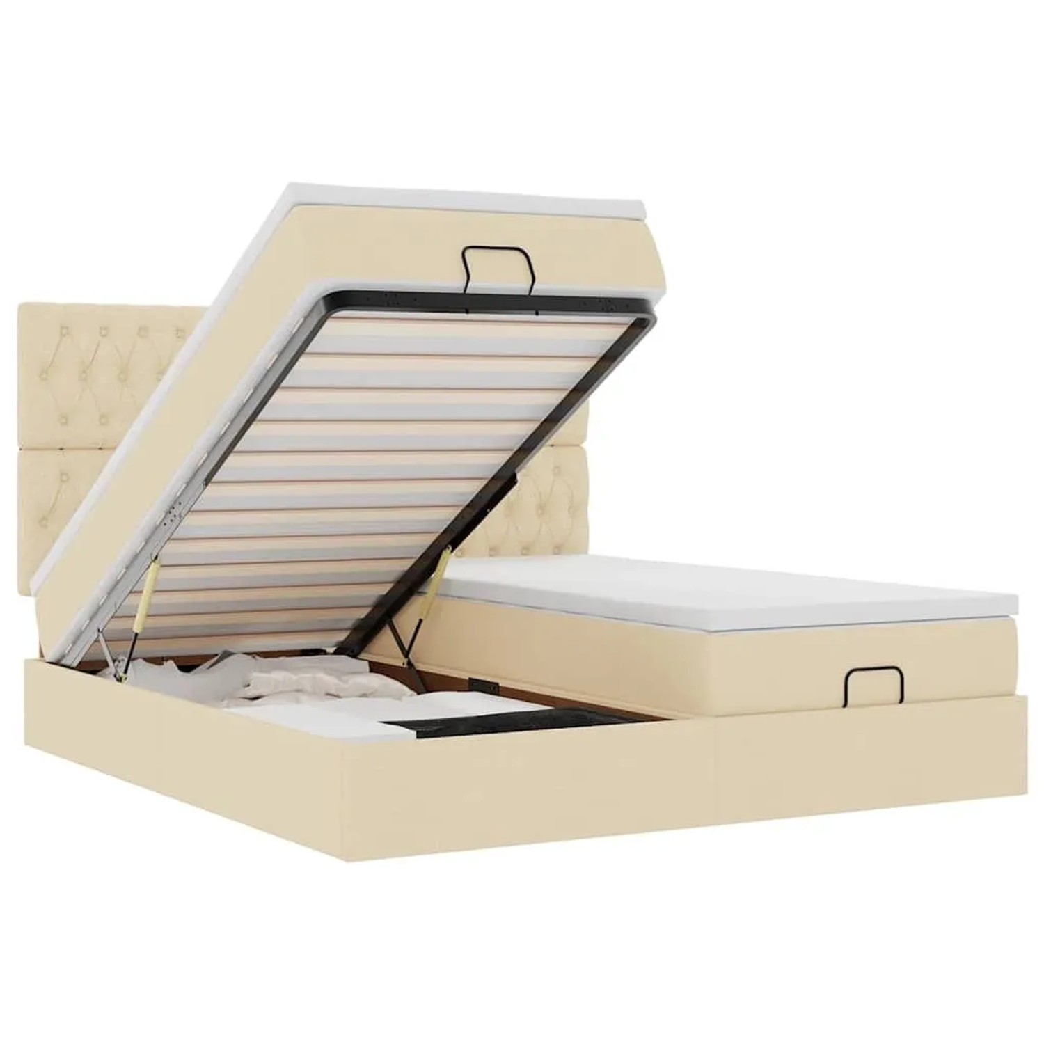 vidaXL Ottoman-Bett mit Matratzen & LEDs Creme 160x200 cm Stoff 3314560