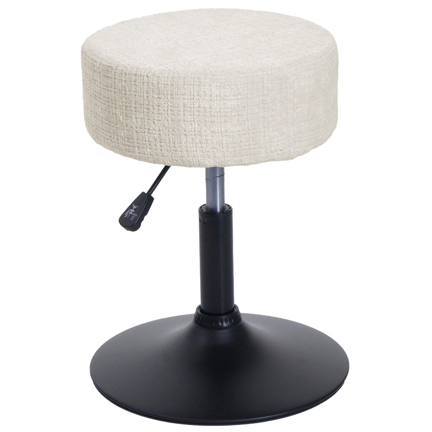 MCW Hocker C22 Höhenverstellbar Drehbar Ø 37cm Stoff Chenille Creme-Weiß