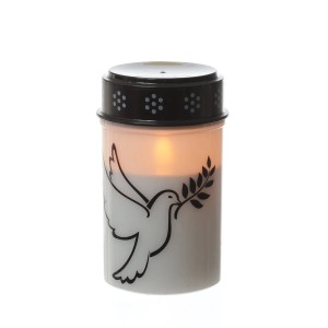 2er Set LED Grablichter mit Taube, 12cm hoch. Trauerlicht, Gedenklicht für den Friedhof.