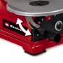 Detailaufnahme: Einhell TC-SS 406 E Dekupiersäge mit verstellbarem Arbeitstisch für Schrägschnitte.
