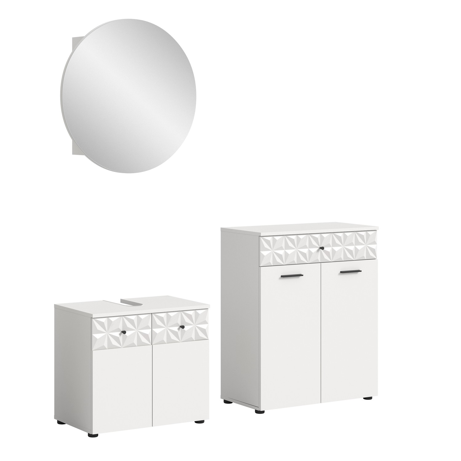 Badkombination Prisma m. Standschrank Weiß 145 cm 3-tlg.