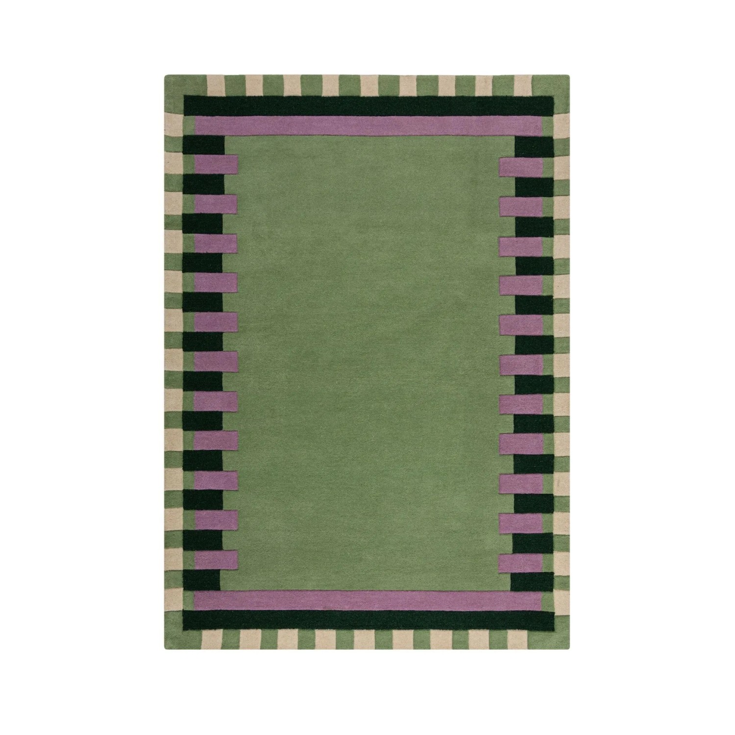 Flair Rugs Wollteppich Kai Wool Border 160 cm x 230 cm Grün