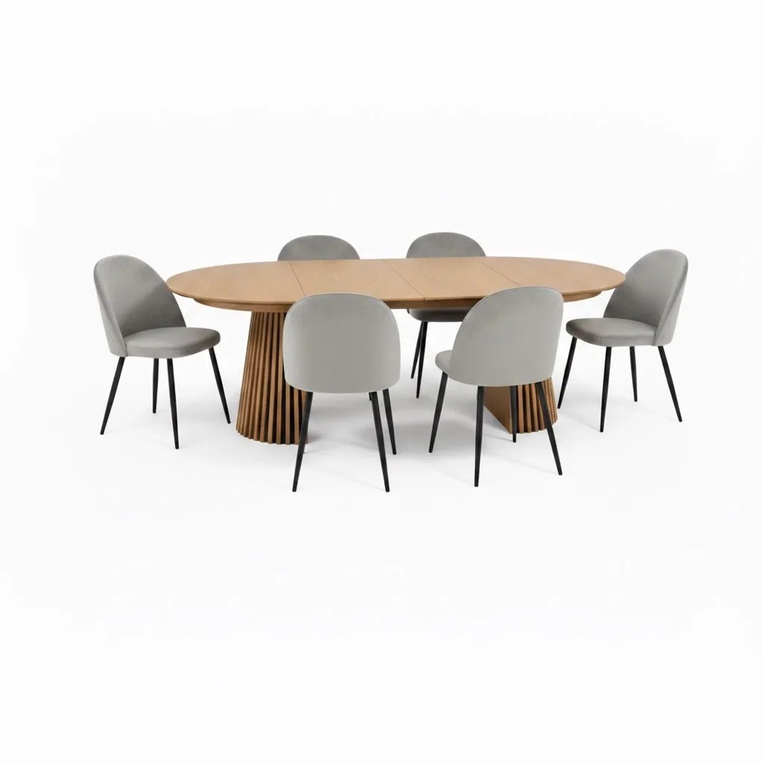 ebuy24 Tokyo Essgruppe Esstisch Natur 6 Stühle Aus Grauem Velours