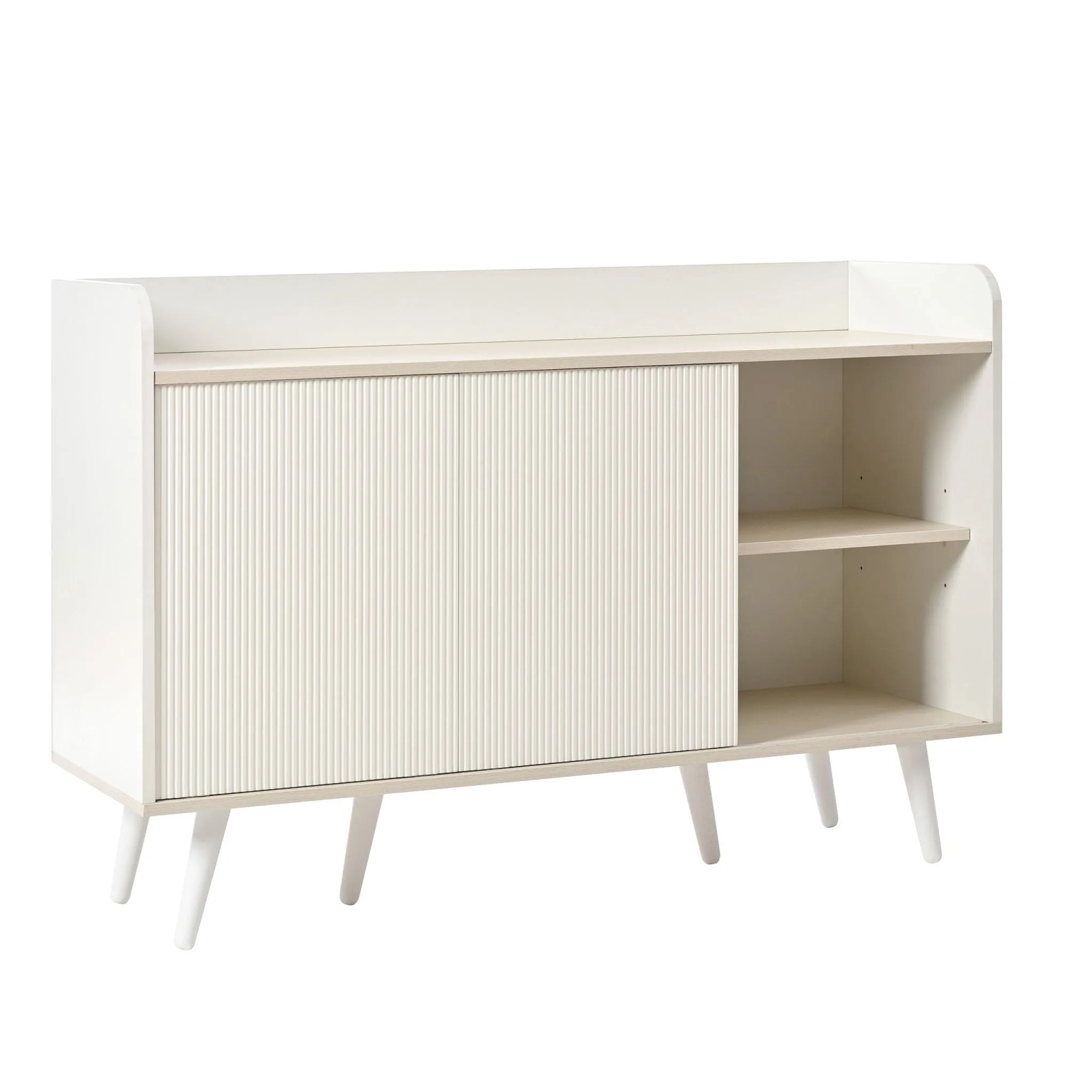 Okwish Sideboard Mit 3 Schubladen Stauraumregalen Schlafzimmer Wohnzimmer 117x39x79cm Weiß