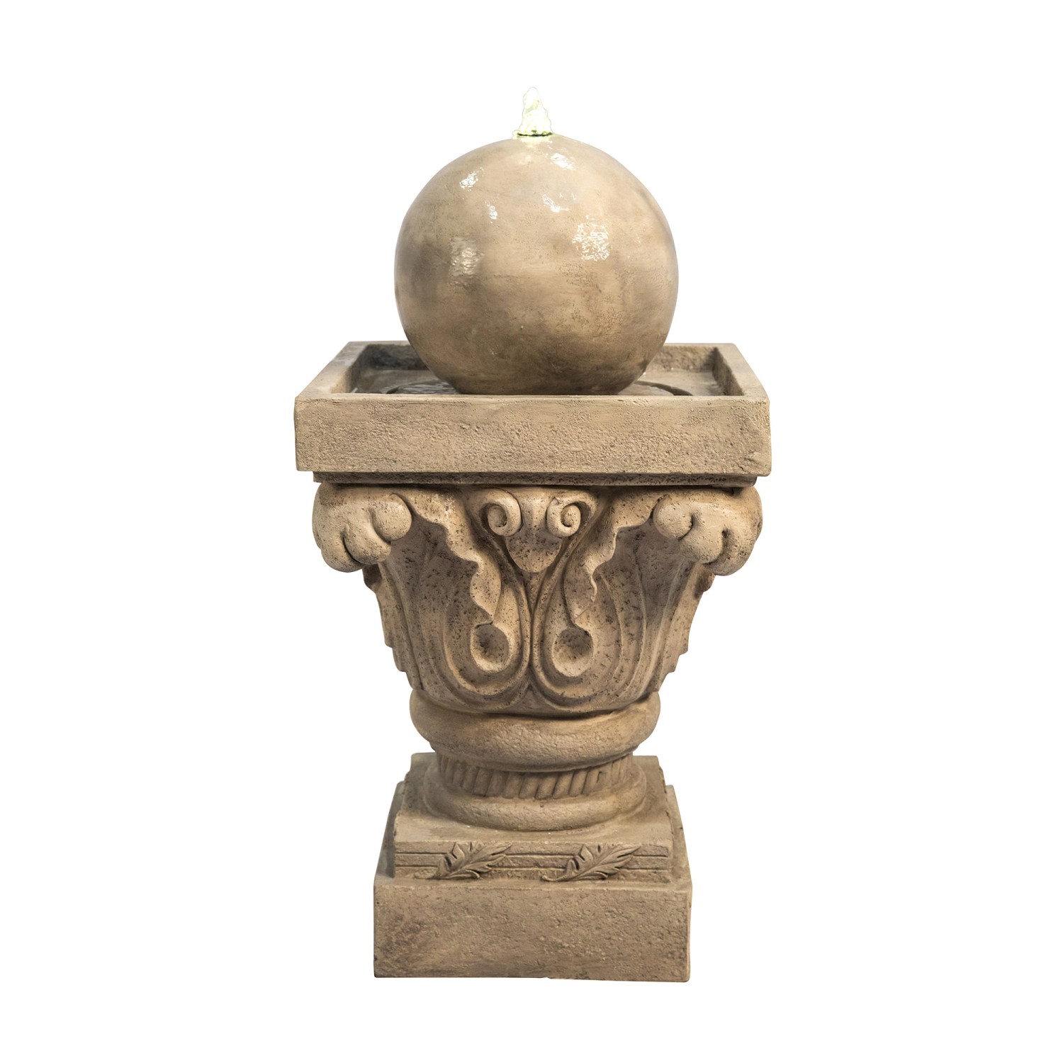 Teamson Home 71 cm Garten Sphären Skulptur Wasserbrunnen Braun günstig online kaufen