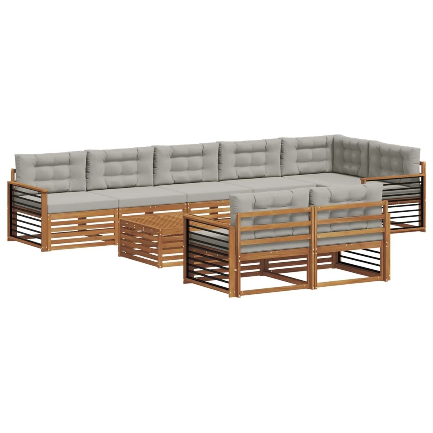 vidaXL Outdoor-Sofagarnitur mit Kissen 26-Tlg Natur und Hellgrau 3373711