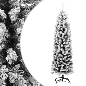 Schlanker, künstlicher Weihnachtsbaum (150 cm) mit Schnee von vidaXL, ideal für kleine Räume.