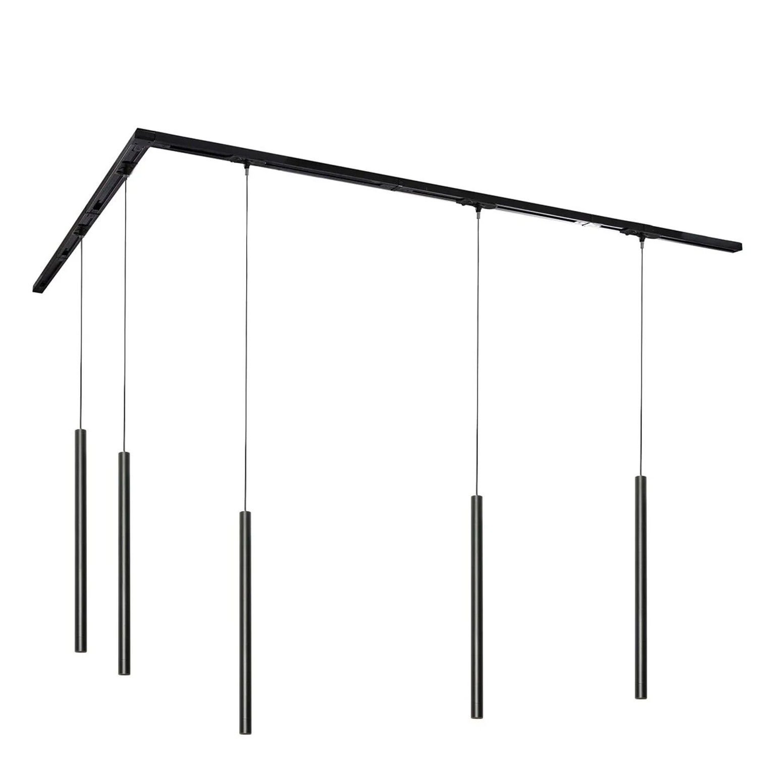 QAZQA Modernes Schienensystem mit 5 Pendelleuchten Schwarz 1 Phasig Iconic Frini
