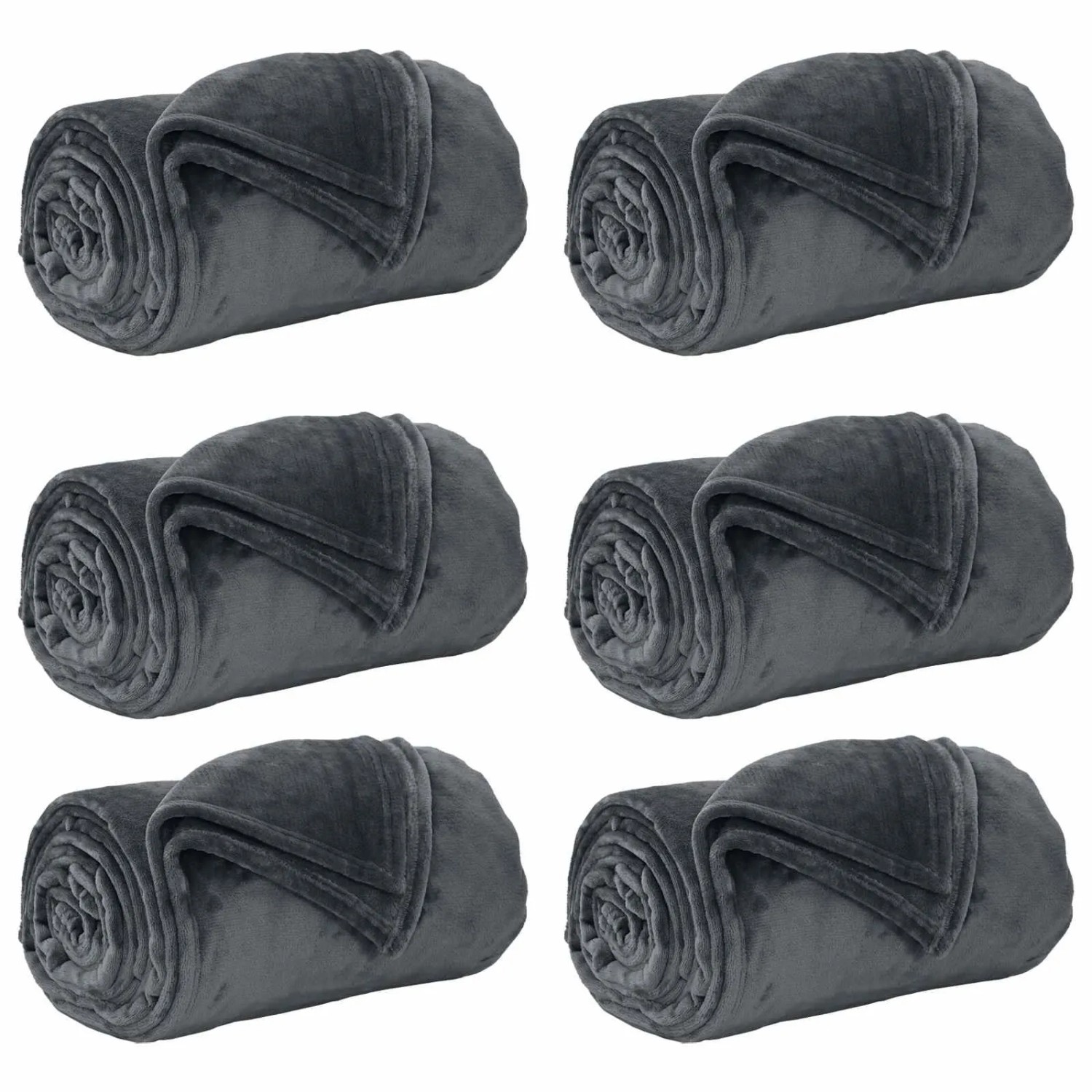 vidaXL Wohndecken 6 Stück Dunkelgrau 130 x 150 cm Fleece 42016797