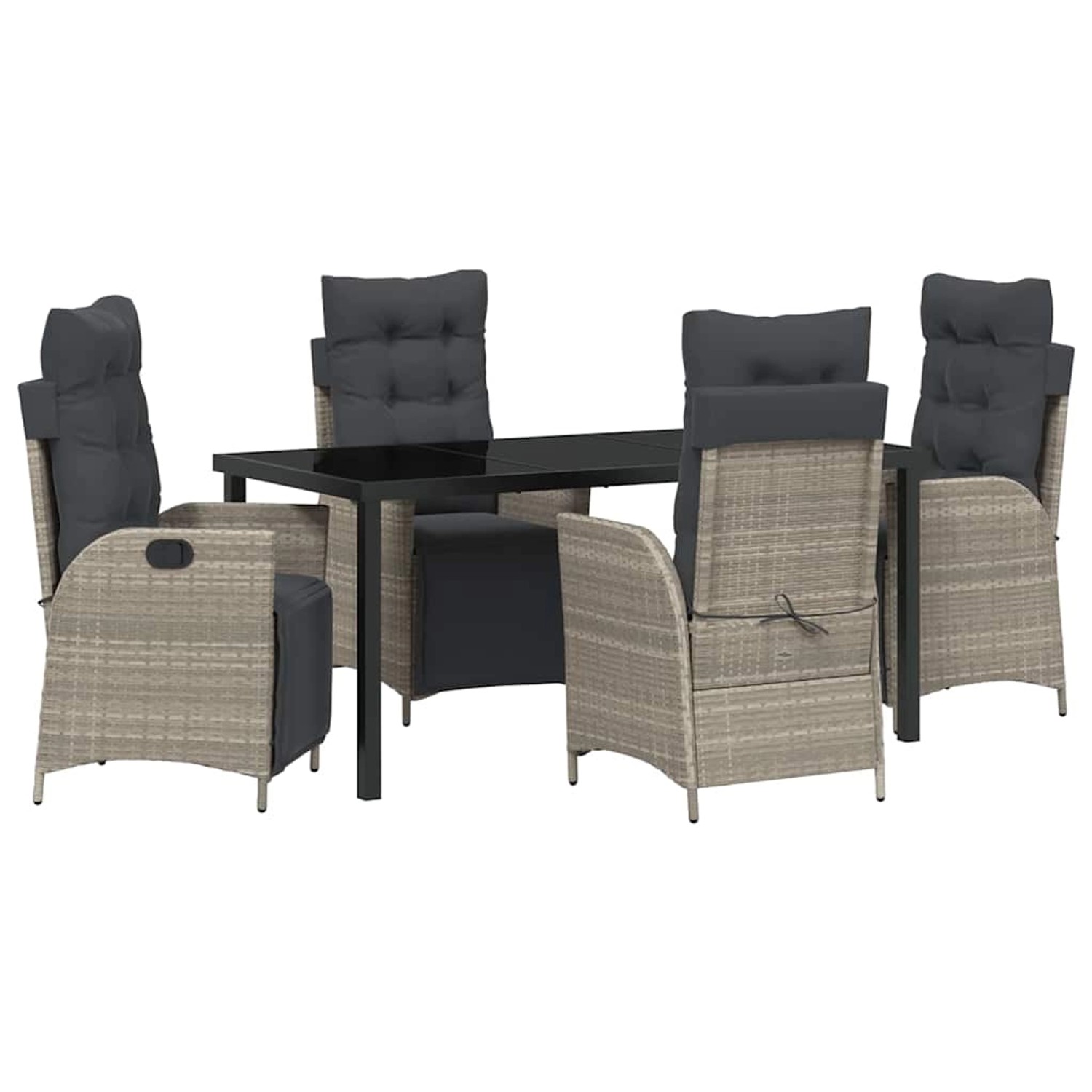 vidaXL Garten Essgruppe 5-Tlg Hellgrau Poly Rattan 3380571 günstig online kaufen