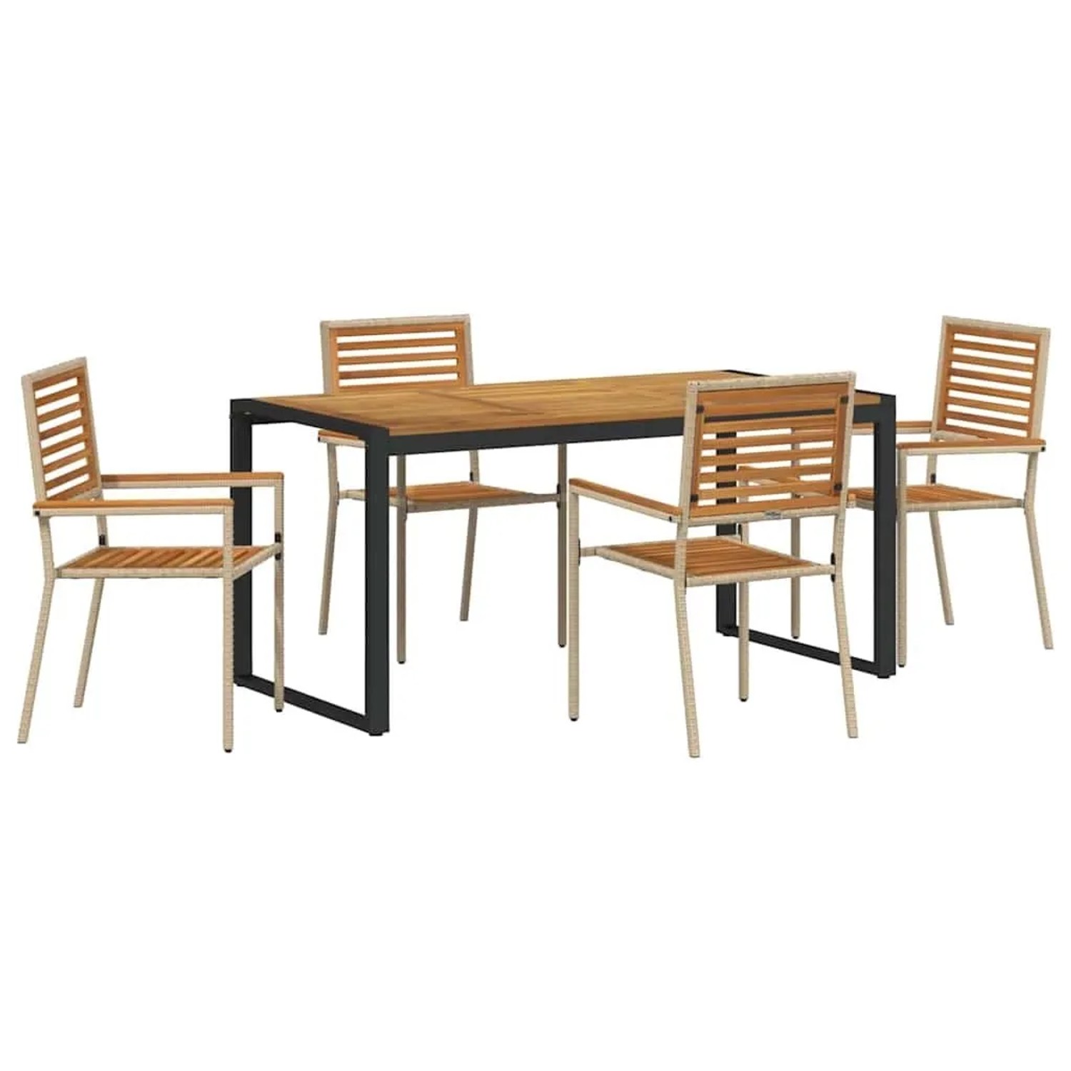 vidaXL Garten Essgruppe 5-Tlg Beige und Braun Poly-Rattan 3365477