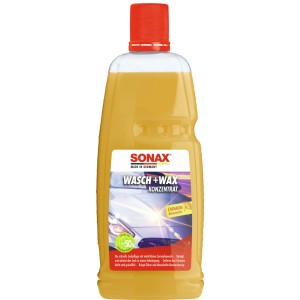 Sonax Wasch & Wax 1 l: Autopflege für Lackglanz und Schutz mit Carnauba-Wachs.