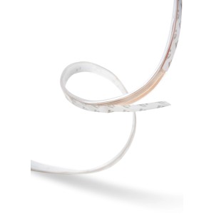 Flexibler Philips Hue Lightstrip Plus, 2 m, White & Color Ambiance, gewunden auf weißem Grund.