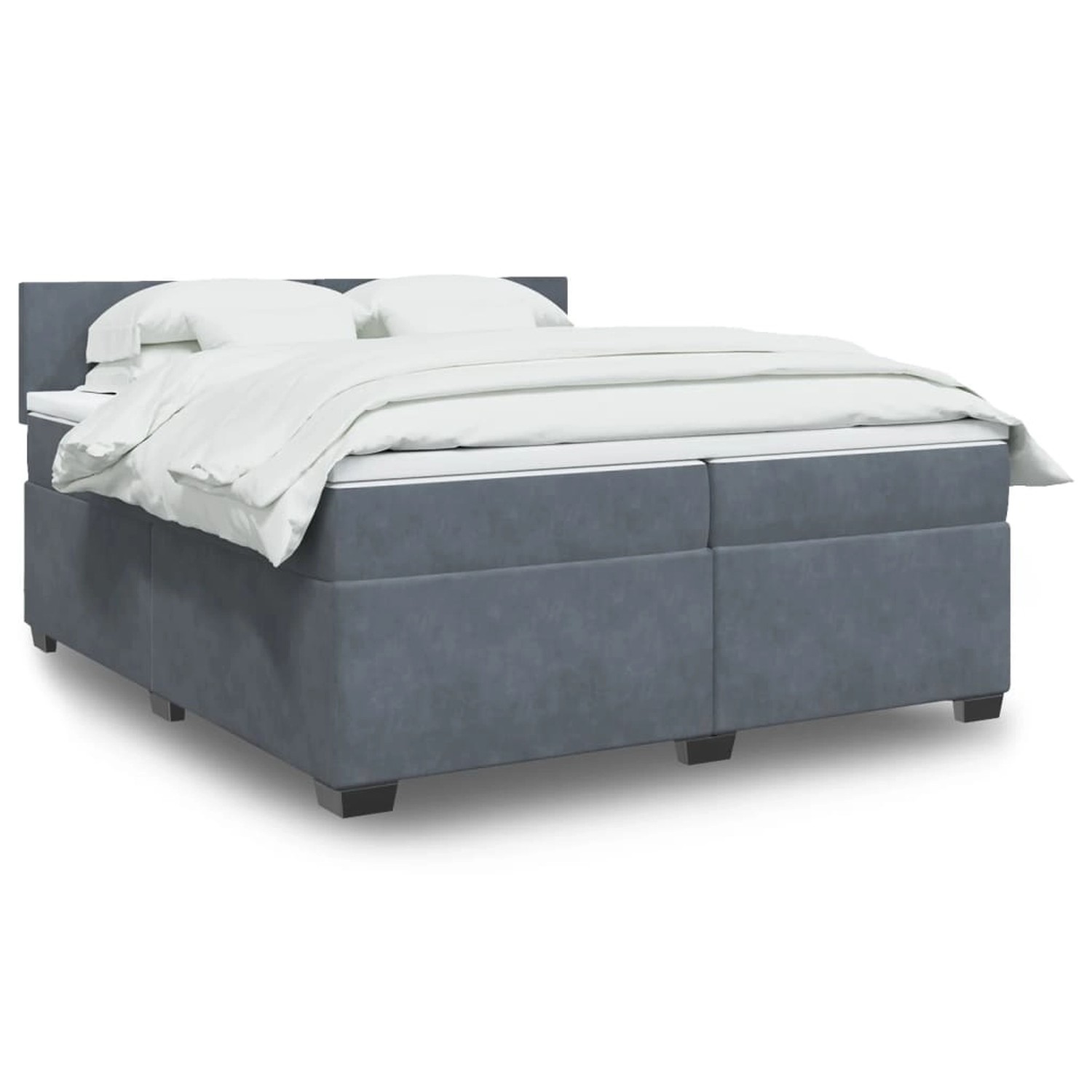 vidaXL Boxspringbett mit Matratze Dunkelgrau 200x200 cm Samt 3288697 günstig online kaufen