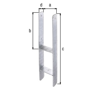 Feuerverzinkter Alberts H-Pfostenträger, 121x300/5/600x60 mm, für Fundamentmontage.