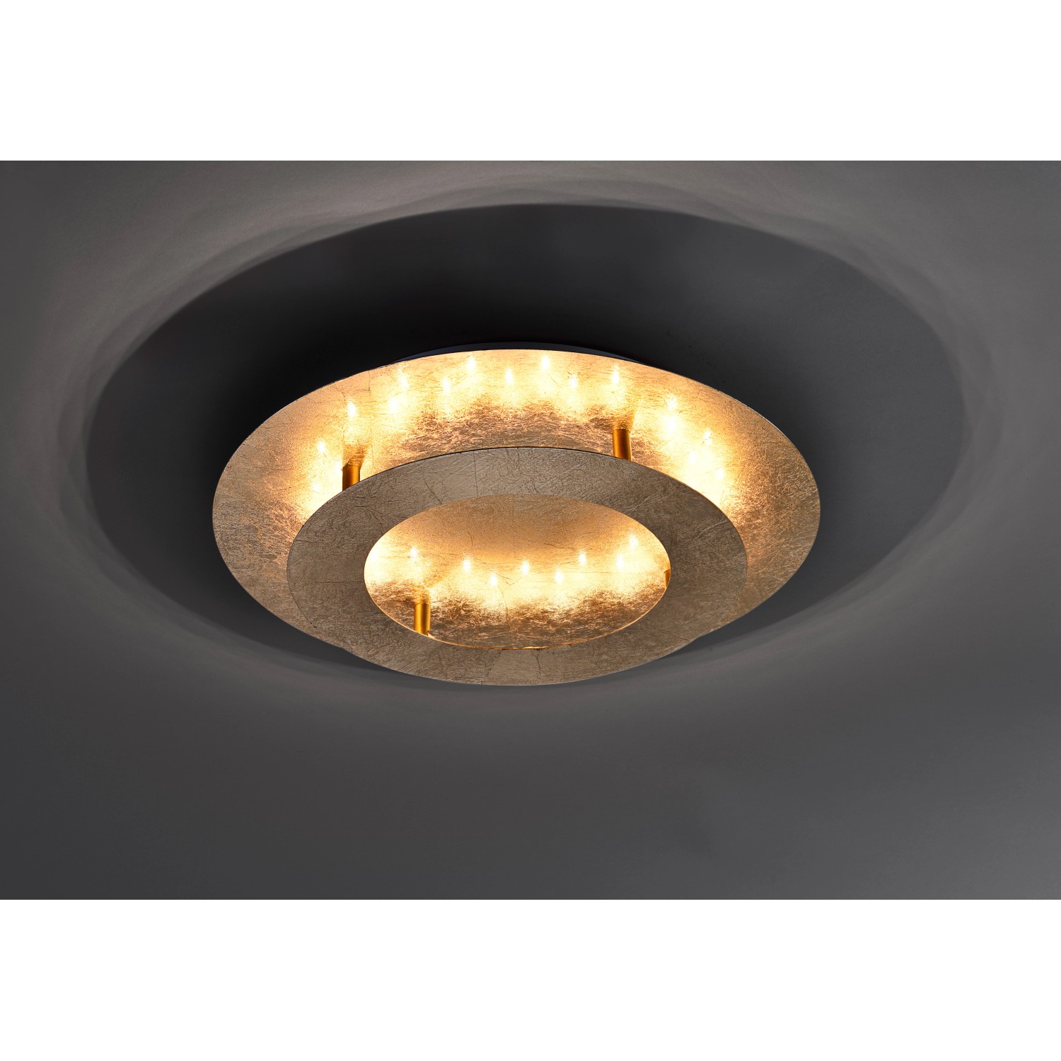 Goldene LED-Deckenleuchte Nevis (Ø 40 cm) von Paul Neuhaus, moderne Deckenbeleuchtung.