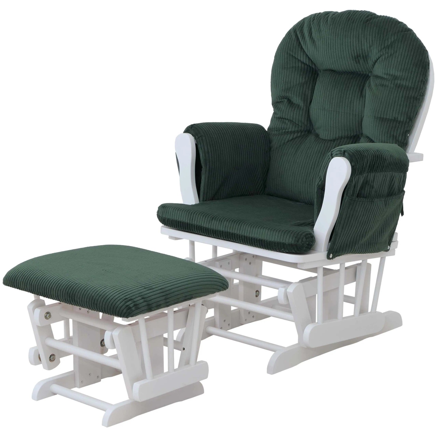 Mcw Relaxsessel C76 Mit Hocker Stoff Cord Öko-Tex Grün Gestell Weiß