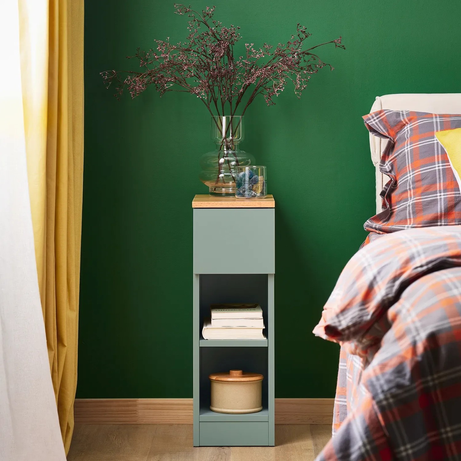 SoBuy Nachttisch schmal FBT111-GR, 20 cm breit, mit Schublade, grau kaufen bei OBI