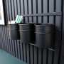 Denpanels Becher 3er Set in Schwarz zur Paneel-Montage, ideal für Büro, Küche oder Werkstatt.