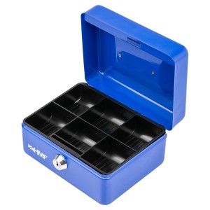 HMF 10215-05 Geldkassette Abschließbar Kasse Münzeinsatz 6 Münzfächer 15 x 12 x 8 cm Blau