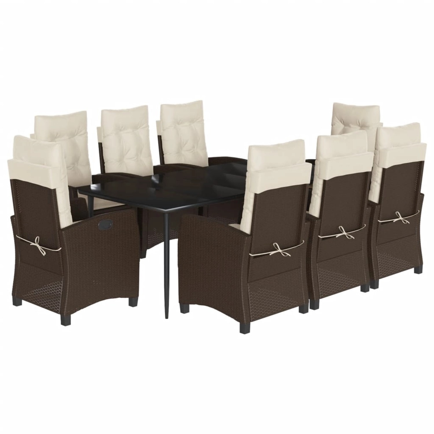 vidaXL 9-Tlg Garten-Essgruppe mit Kissen Braun Poly Rattan 3212771 günstig online kaufen