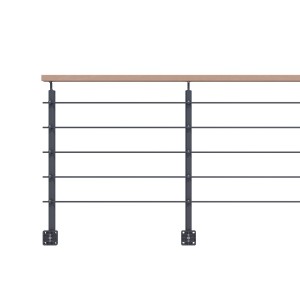 Kordo Geländerset, 2m, Alu Anthrazit, Handlauf Buche, seitliche Befestigung.