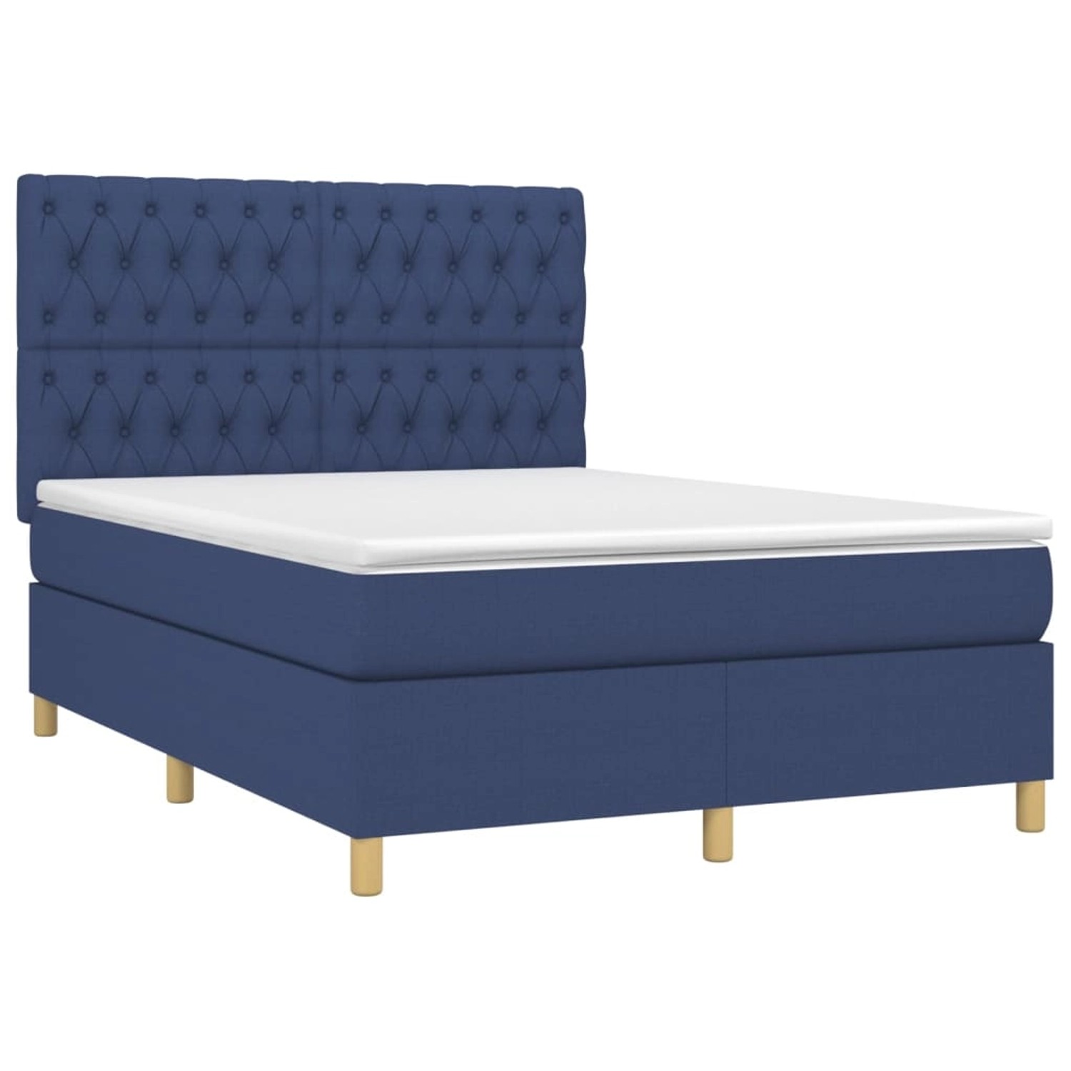 vidaXL Boxspringbett mit Matratze & LED Blau 140x190 cm Stoff 3135675 günstig online kaufen
