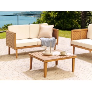 Beliani Couchtisch BARATTI Heller Holzfarbton 70x70x33