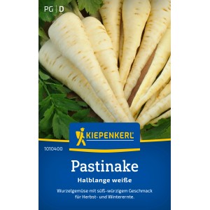 Kiepenkerl Pastinake Halblange weiße, frisches Wurzelgemüse auf dem Bild.