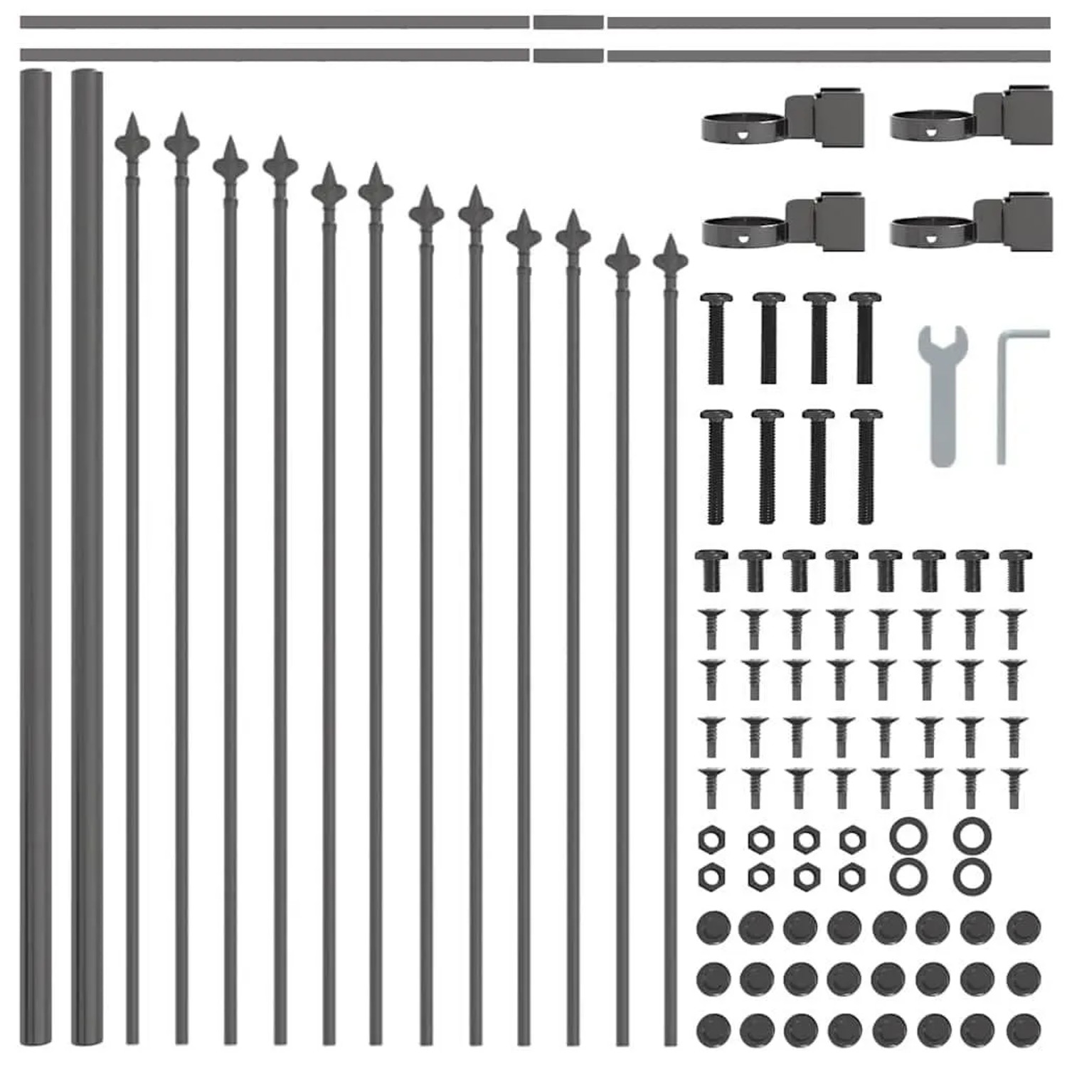 vidaXL Gartenzaun Grau 170 x 75 cm Pulverbeschichteter Stahl 42003902 günstig online kaufen