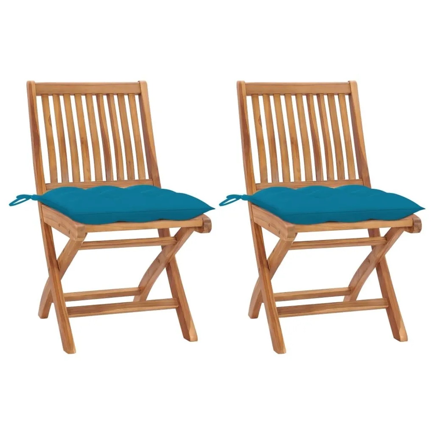 vidaXL Gartenstühle 2 Stk mit Hellblauen Kissen Massivholz Teak 3062452 günstig online kaufen