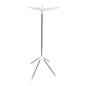 Relaxdays Bügelwäscheständer für 27 Kleiderbügel Kunststoff Edelstahl Weiß Klappbar 143 cm x 56 cm 1,1 kg