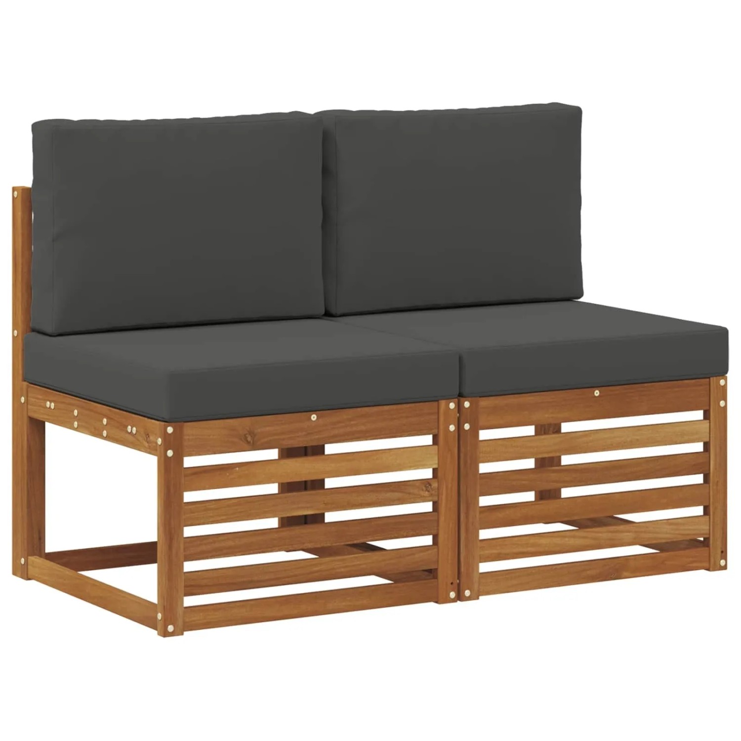 vidaXL 2 Stück Outdoor Mittelsofa Massivholz Akazie Natur 900497
