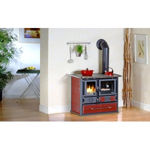 La Nordica Küchenherd Ros, Keramik Bordeaux, mit Kochplatte, Backofen und Warmhaltezone.