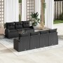 Schwarzes 8-teiliges Garten-Sofa-Set aus Poly Rattan von vidaXL mit Tisch und Stauraum.