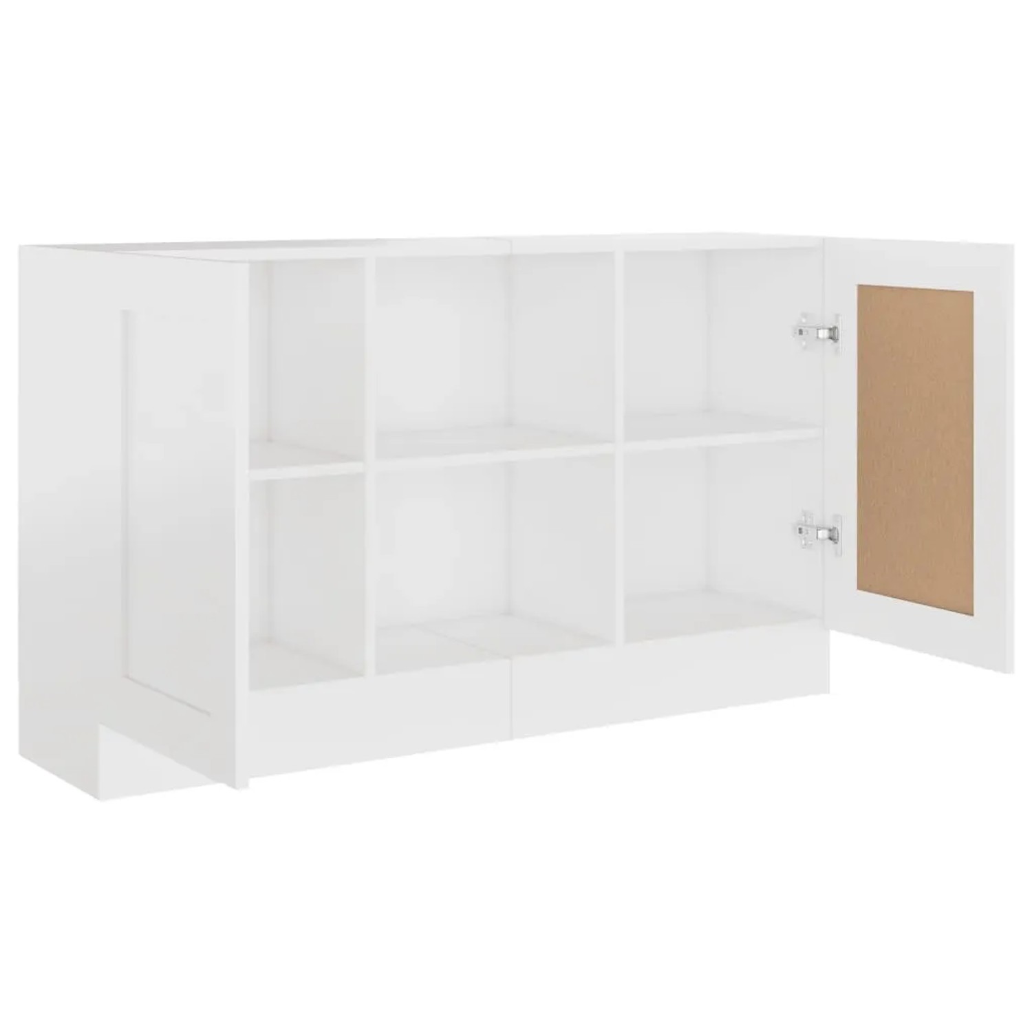 Weißes vidaXL Sideboard (120x30,5x70 cm) mit Fächern und Tür, geeignet als Wohnzimmerschrank.