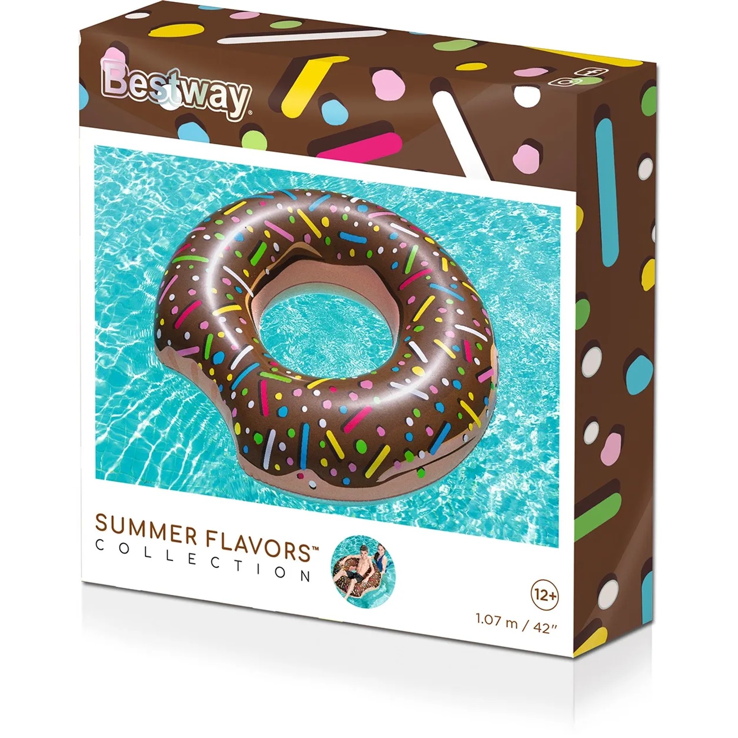 Bestway Schwimmring Donut, Ø 94cm, 2-fach sortiert. Aufblasbarer Schwimmreifen im Donut-Design.