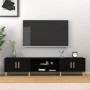 VidaXL TV-Schrank, schwarz, 180 cm breit, Holzwerkstoff, mit Fächern und Türen.